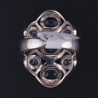 Sterling Silver Blue Topaz Cluster Ring with Seven Faceted Gemstones - Size 7