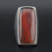 Huge Native American Petrified Wood Ring, Sterling Silver Southwestern Statement Ring, Men's Ring - Size 12