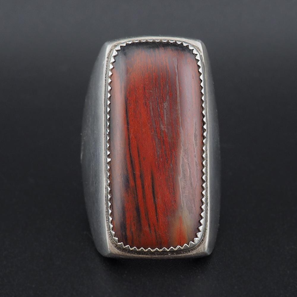 Huge Native American Petrified Wood Ring, Sterling Silver Southwestern Statement Ring, Men's Ring - Size 12