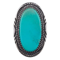 Vintage Southwestern Sterling Silver Large Blue Turquoise Ring, Size 6