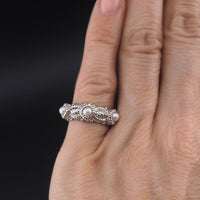 Vintage Style Judith Ripka Sterling Silver Pearl Ring, Rope Design Band - Size 5