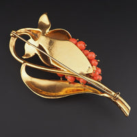 Rare Vintage Coro Brooch Wired Lampwork Art Glass Beads Gold Tone Floral Statement Brooch, 1940s 1950s Costume Jewelry