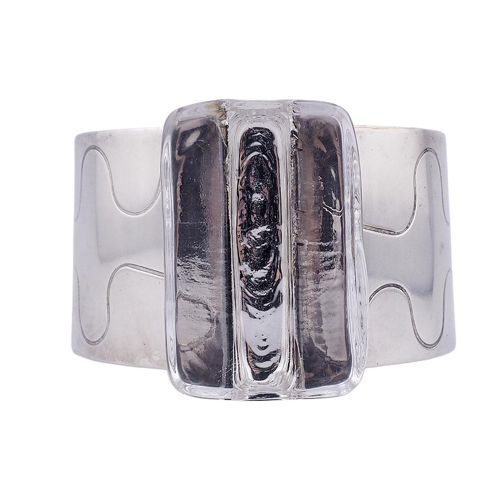 Rare Jacob Hull Denmark B+D Modernist Glass Cuff Bracelet Vintage 1970s Danish Scandinavian Jewelry