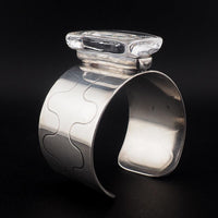 Rare Jacob Hull Denmark B+D Modernist Glass Cuff Bracelet Vintage 1970s Danish Scandinavian Jewelry