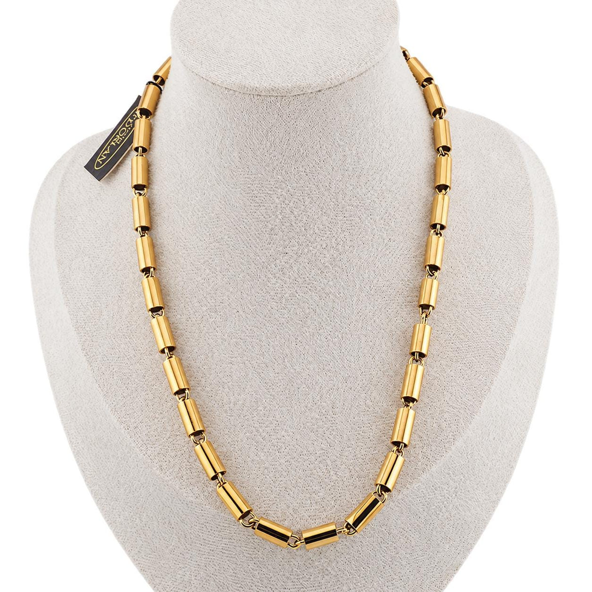New Old Stock D’Orlan Gold-Plated Barrel Link Necklace – Original Tags