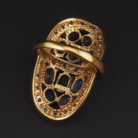 Sterling Silver Multi Gemstone Statement Estate Ring, Gold Plated Cocktail Ring Size 5.5
