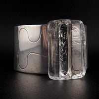 Rare Jacob Hull Denmark B+D Modernist Glass Cuff Bracelet Vintage 1970s Danish Scandinavian Jewelry