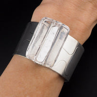Rare Jacob Hull Denmark B+D Modernist Glass Cuff Bracelet Vintage 1970s Danish Scandinavian Jewelry