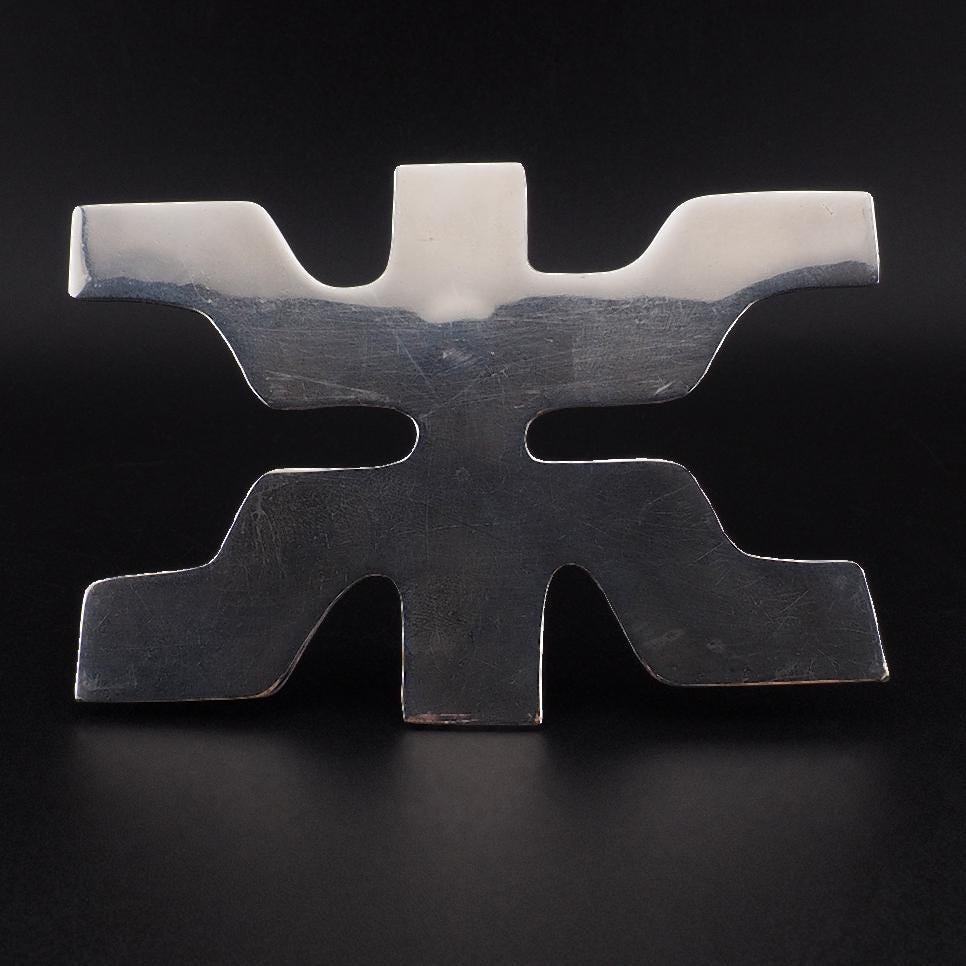 Vintage Dia Diodato Sterling Silver Figural Modernist Brooch Pendant Huge Abstract Mexican Designer Jewelry