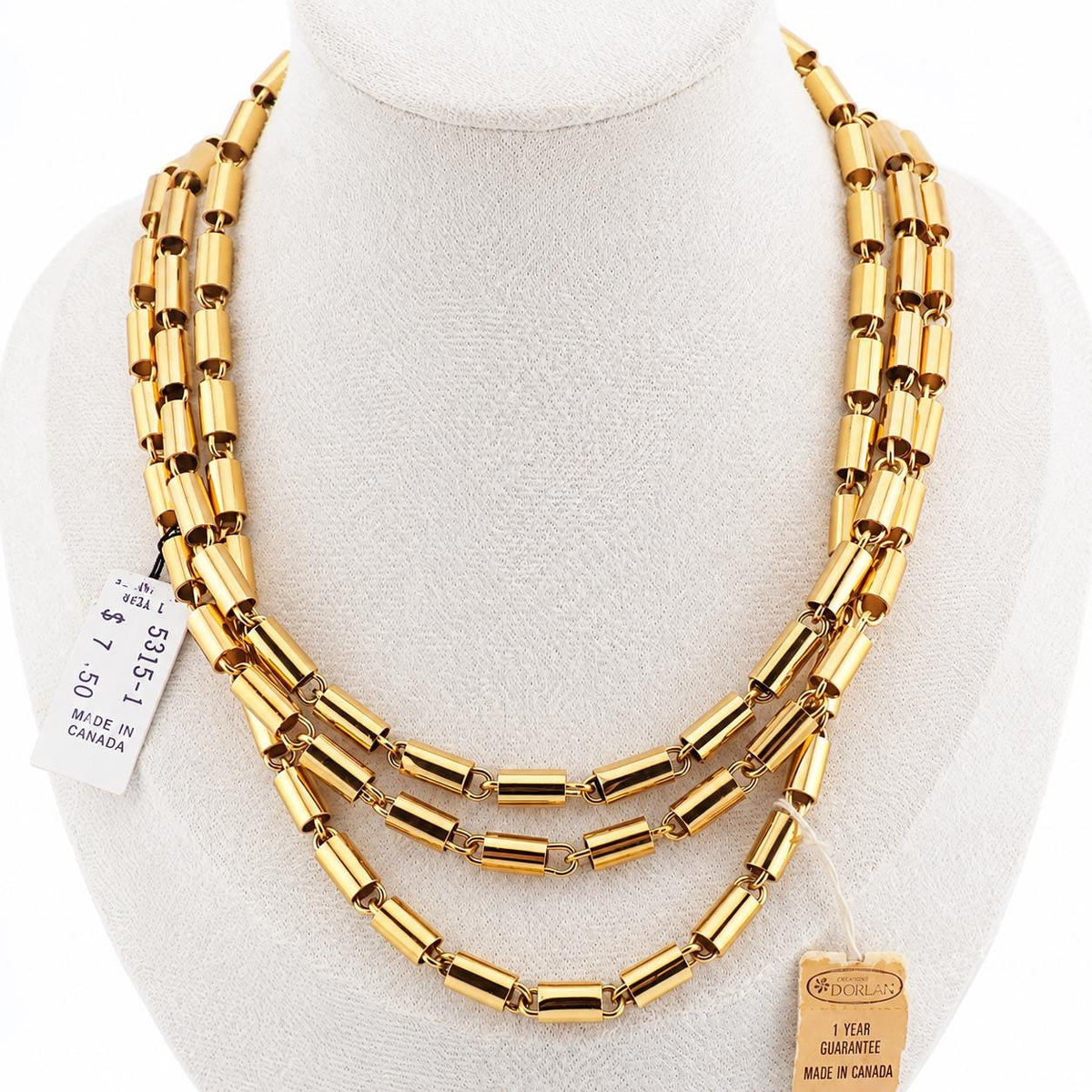 New Old Stock D’Orlan Gold-Plated Barrel Link Necklace – Original Tags