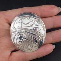 Northwest Coast Sterling Silver Raven Brooch Pendant – Signed PS, Attributed to Paddy Seaweed