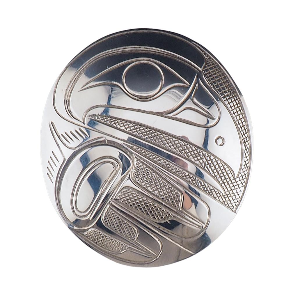 Northwest Coast Sterling Silver Raven Brooch Pendant – Signed PS, Attributed to Paddy Seaweed