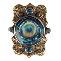 Mars & Valentine Peacock Eye Heart Ring – Sterling Silver Antique Style Designer Ring