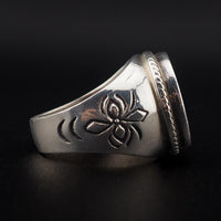 Vintage Mexican Sterling Silver 1939 20 Centavos Coin Ring – Men's or Women's Large Round Silver Ring Size 12.5