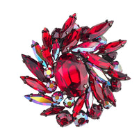 Vintage Sherman Siam Red Rhinestone Brooch – Swarovski Crystal Japanned Layered Spray Pin 1960s