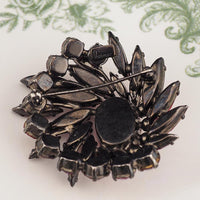 Vintage Sherman Siam Red Rhinestone Brooch – Swarovski Crystal Japanned Layered Spray Pin 1960s