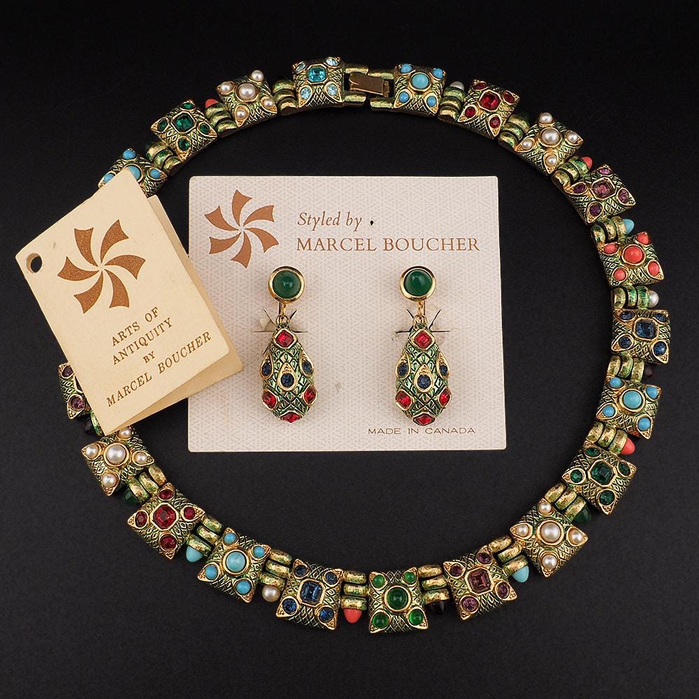 Rare Marcel Boucher Moghul Jewelry Necklace Earrings Set – Arts of Antiquity Indian Navagraha with Original Booklet