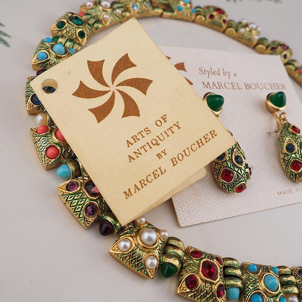 Rare Marcel Boucher Moghul Jewelry Necklace Earrings Set – Arts of Antiquity Indian Navagraha with Original Booklet