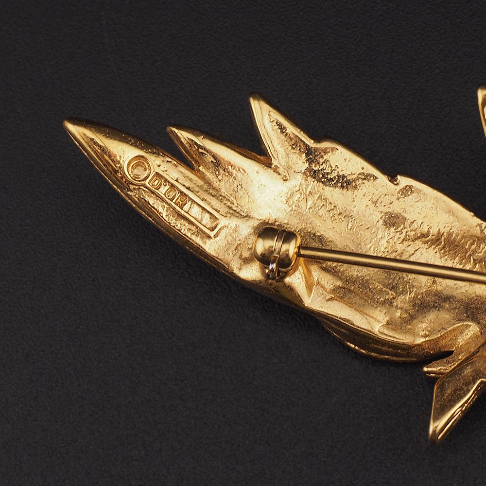 Vintage D'Orlan Fantasy Bird Brooch – Figural Crystal Rhinestone Enamel Gold Plated Pin