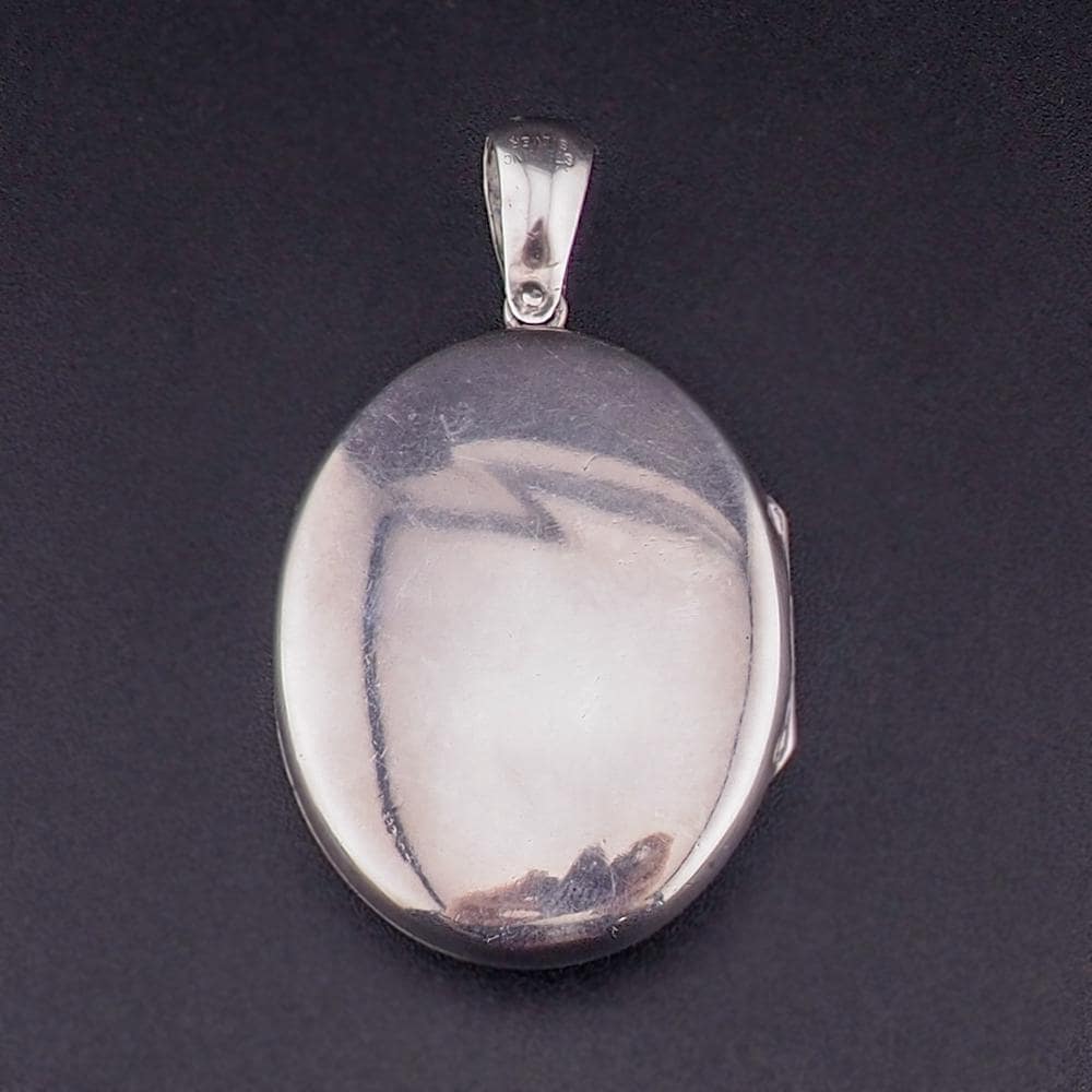 Antique Victorian Sterling Silver Swallow Bird Locket Pendant – Raised Applied Ivy Leaf Design
