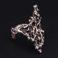 Vintage Artisan Brutalist Sterling Silver Ring – Oversized Elongated Abstract Openwork Modernist Design Size 10