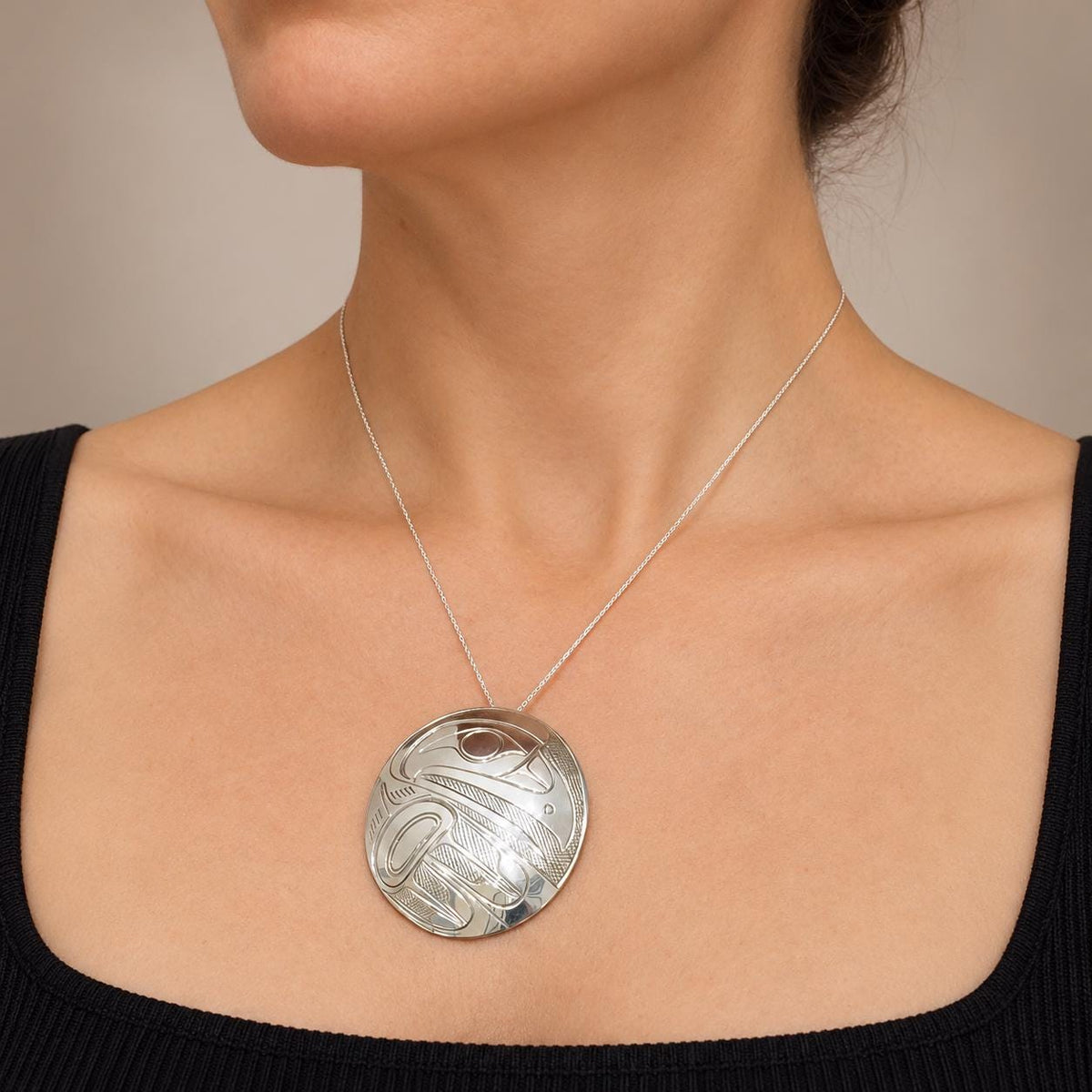 Northwest Coast Sterling Silver Raven Brooch Pendant – Signed PS, Attributed to Paddy Seaweed