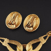 Vintage Oscar de la Renta Emerald Green Rhinestone Necklace & Earrings Set – Gold Tone Designer Demi Parure