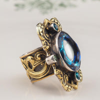 Mars & Valentine Peacock Eye Heart Ring – Sterling Silver Antique Style Designer Ring