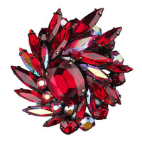Vintage Sherman Siam Red Rhinestone Brooch – Swarovski Crystal Japanned Layered Spray Pin 1960s