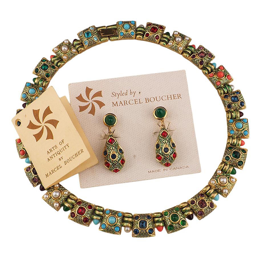 Rare Marcel Boucher Moghul Jewelry Necklace Earrings Set – Arts of Antiquity Indian Navagraha with Original Booklet