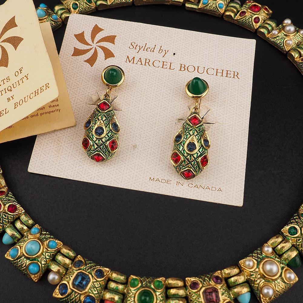 Rare Marcel Boucher Moghul Jewelry Necklace Earrings Set – Arts of Antiquity Indian Navagraha with Original Booklet