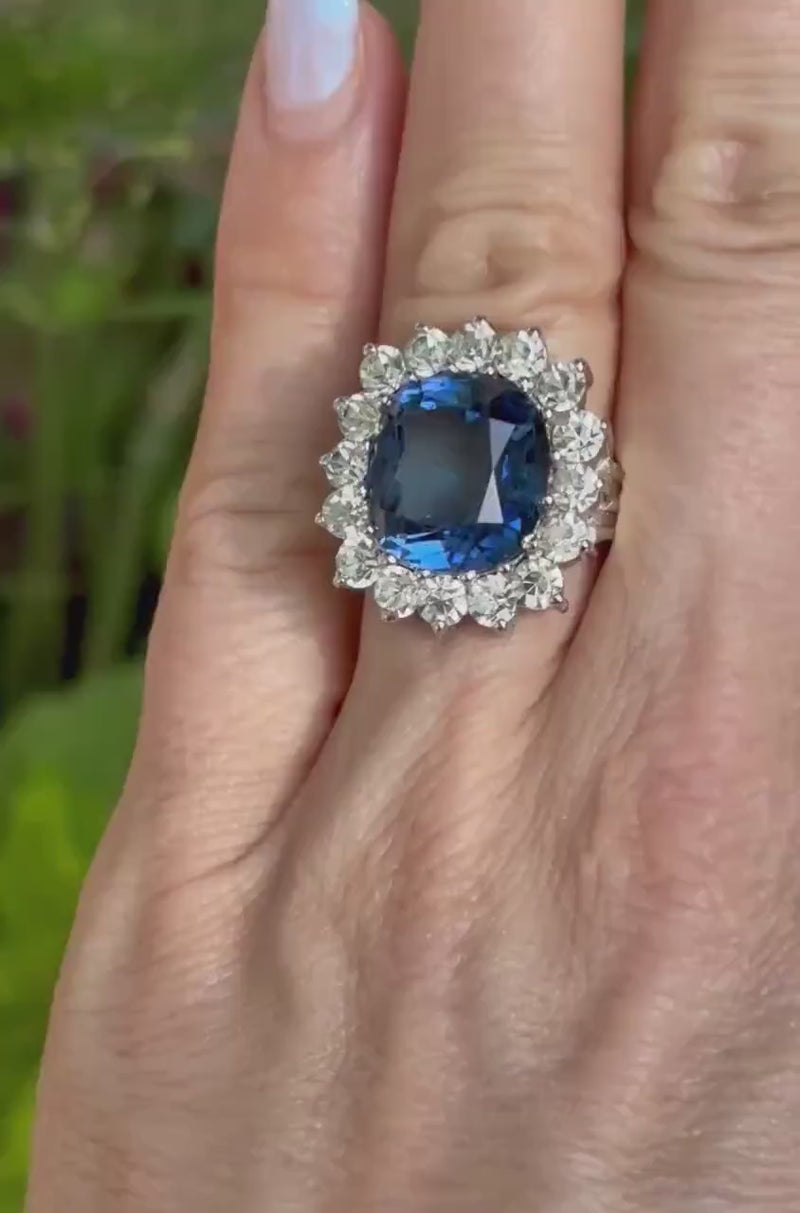Mazer Ring, Vintage Ring, Blue Ring, Vintage Costume Ring, Mazer Jewelry, Rhinestone Ring, Joseph Mazer, Cocktail Ring, Statement Ring