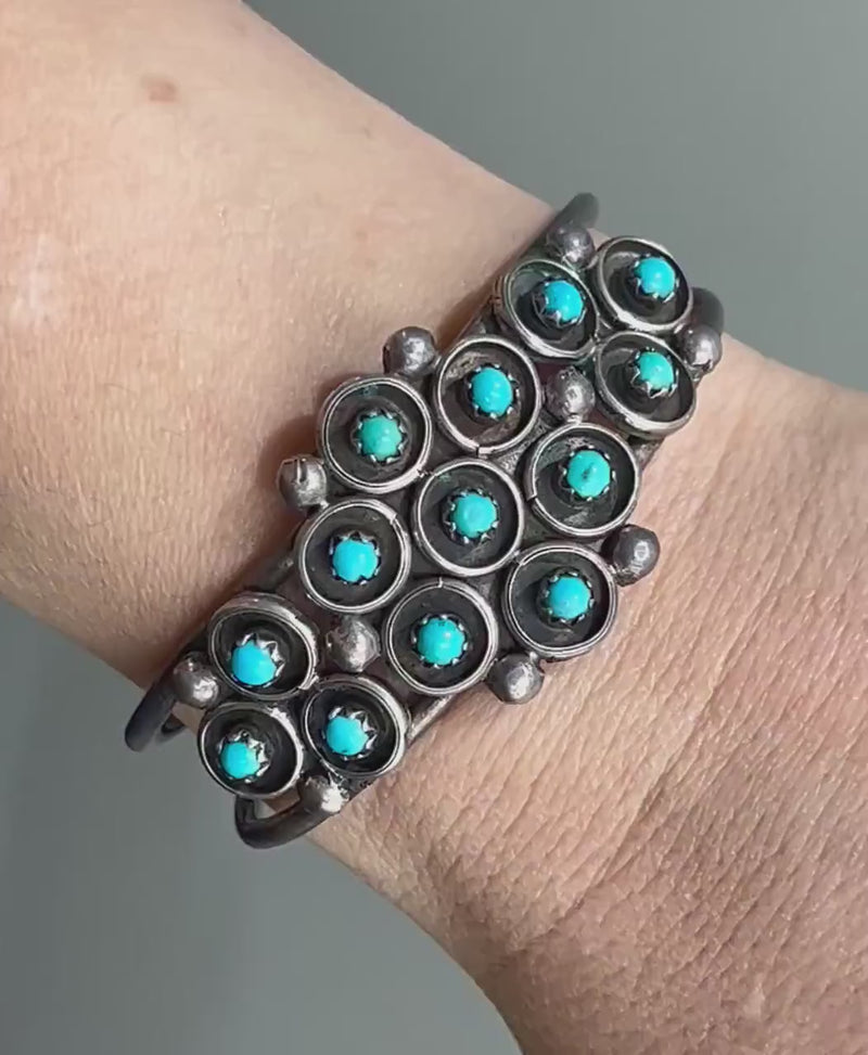 Turquoise Bracelet, Zuni Bracelet, Snake Eye Turquoise, Sterling Silver Bracelet, Cuff Bracelet, Native American Bracelet, Vintage Bracelet