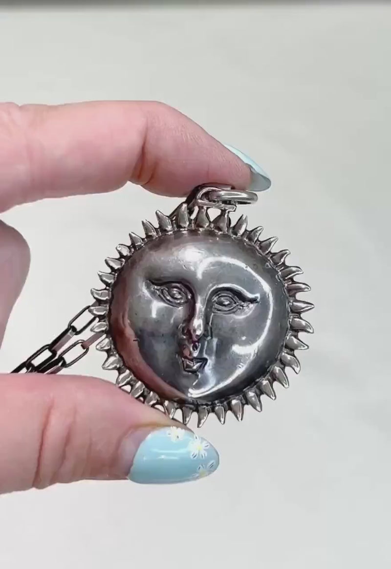 Sergio Bustamante, Sun Pendant, Sterling Silver Pendant, Vintage Pendant, Mexican Silver, Handmade Silver Chain Option, Sterling Necklace