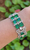 Boucher Bracelet, Rhinestone Bracelet, Vintage Bracelet, Emerald Green Bracelet,  Boucher Design, Square Stones, Avon of Belleville