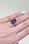 Amethyst Ring, Sterling Silver Ring, Geometric Ring, Big Stone Ring, Cocktail Ring, Solitaire Ring, Estate Ring, 925 Ring, Genuine Amethyst