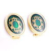 Royal Green Enamel Vintage 1980s Earrings Clip On