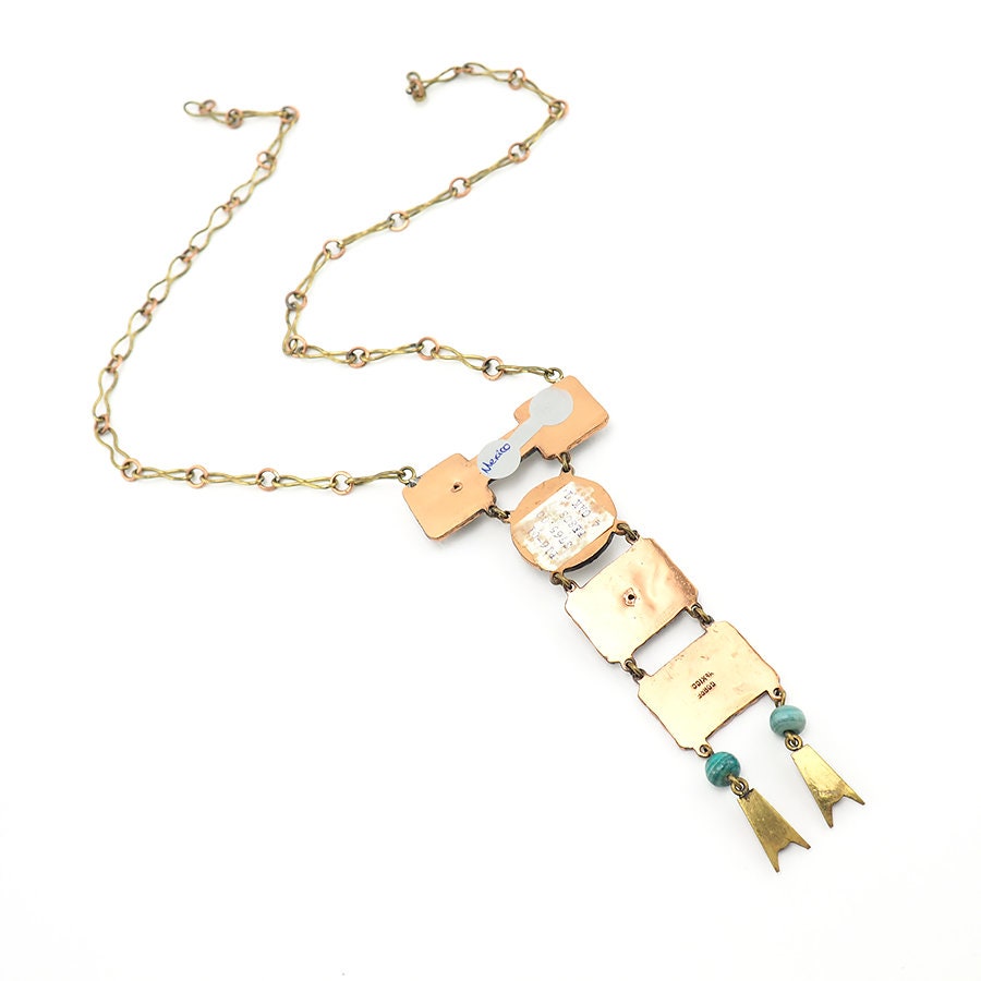 Online Vintage maya mexico mixed metals necklace