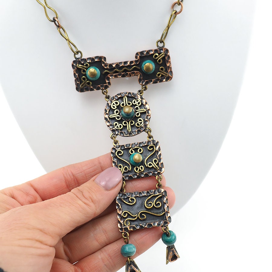 Outlets Vintage maya mexico mixed metals necklace