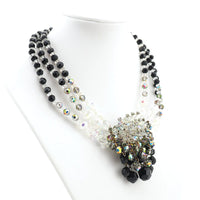 Vintage Crystal Beaded Necklace and Earring Set