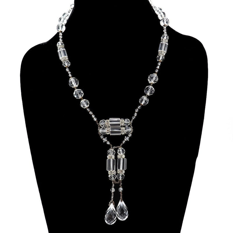 Art Deco Rock Crystal Briolette Drop Necklace