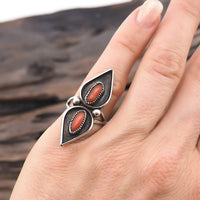 Vintage Sterling Silver Native American Coral Ring