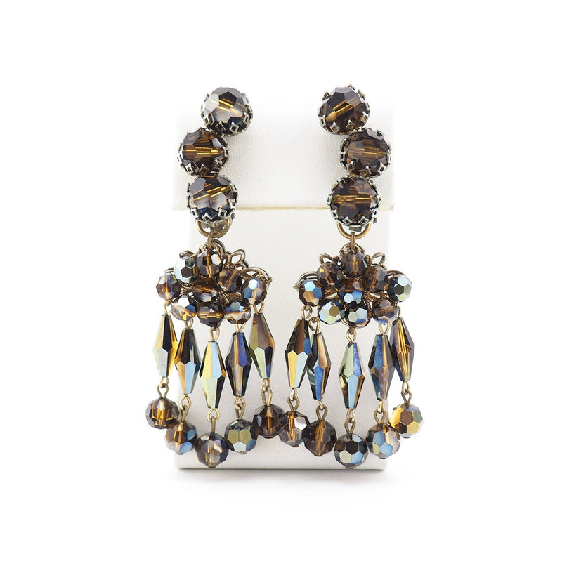 Vintage Crystal Chandelier Clip Earrings