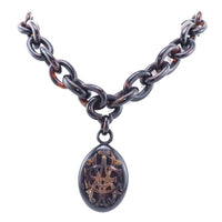 ON HOLD FOR N - Victorian Tortoiseshell Monogram Mourning Necklace