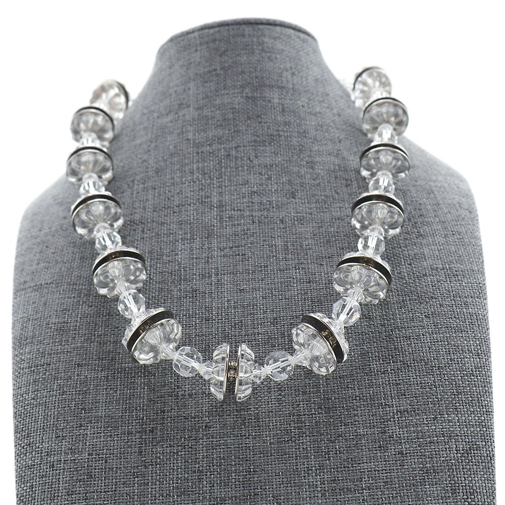 Vintage Beaded Glass Rhinestone Necklace