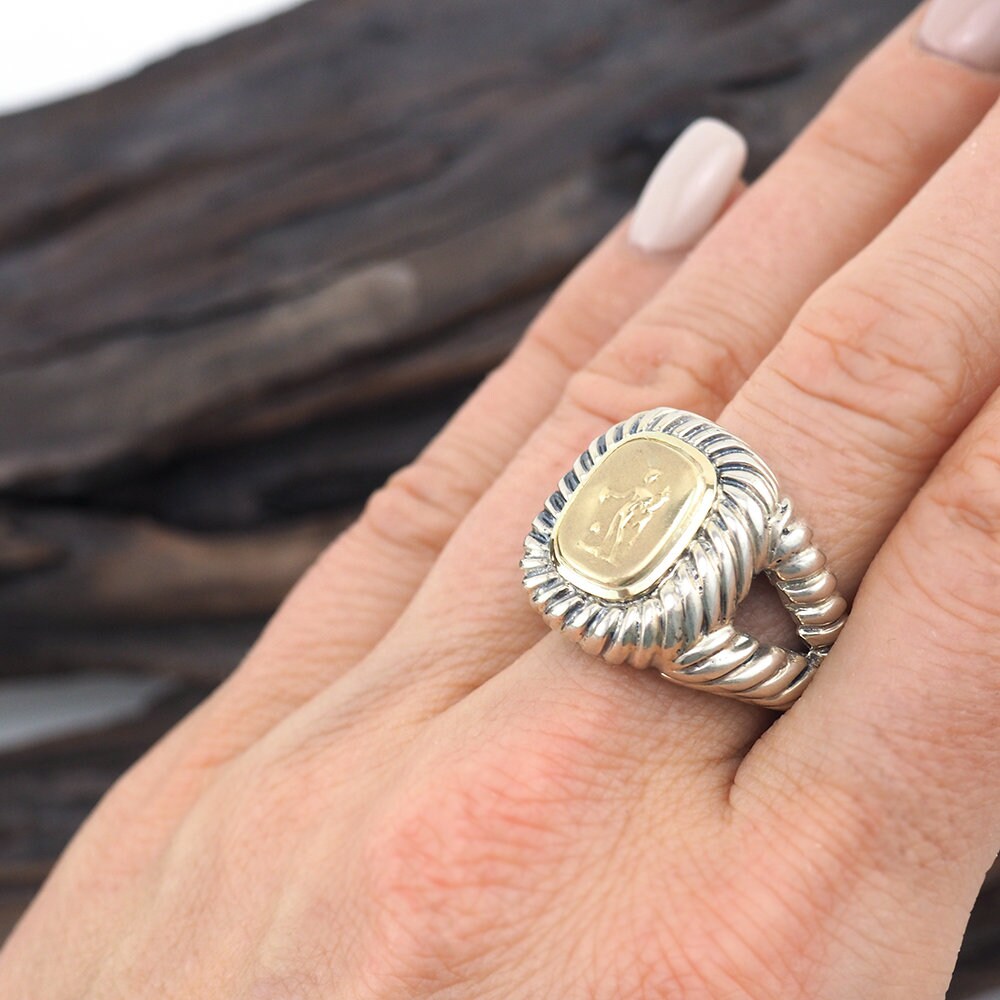 Flli Menegatti Ring 18K 925 Classical Cameo Ring – Vintage