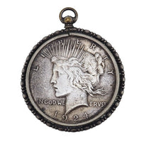 Pendentif pièce de monnaie Liberty Peace en argent 1924