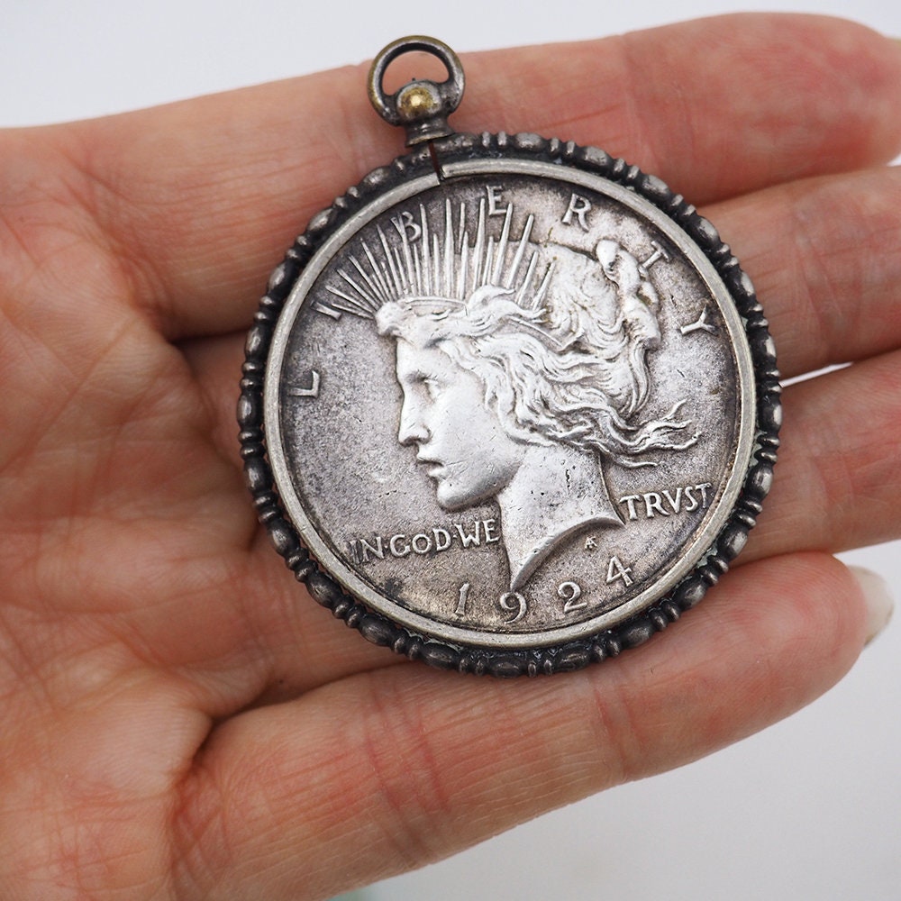 Antique 1924 Silver Liberty Peace Coin Pendant – Vintage Jewelry Girl