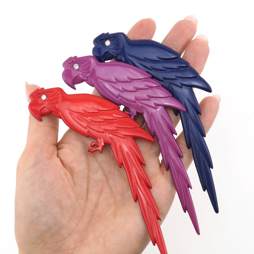 Vintage Colorful Plastic Bird Brooch