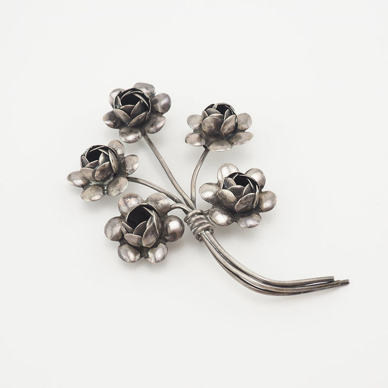 Coro Vintage Sterling Silver Flower Brooch
